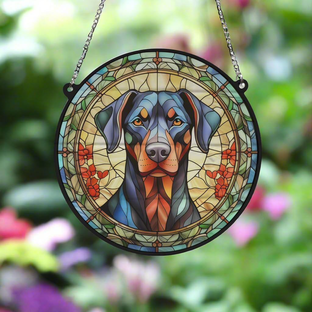 Doberman Stained Glass Effect Suncatcher Gift for Dog Lovers - 19cm, Multi-colored - Image 2