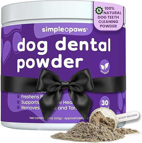 Polvo dental para dientes de perros Polvo dental para perros para limpieza de dientes Tratamiento natural de mal aliento de perro con probióticos