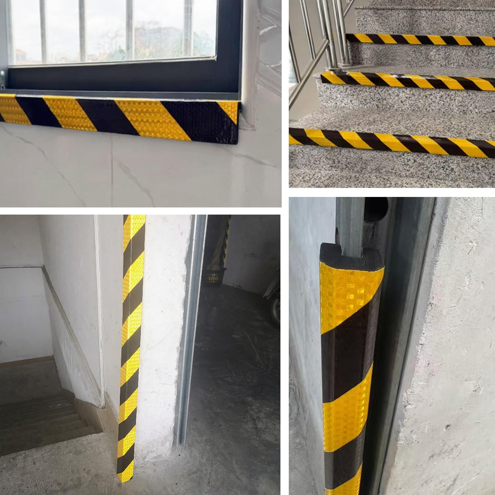 Protector De Borde De Espuma Reflectante En Forma De L De 39 Pulgadas | Protector De Esquina Autoadhesivo De Alta Visibilidad En Negro Y Amarillo, Tira De Seguridad Industrial(L-shaped 02,2PCS)