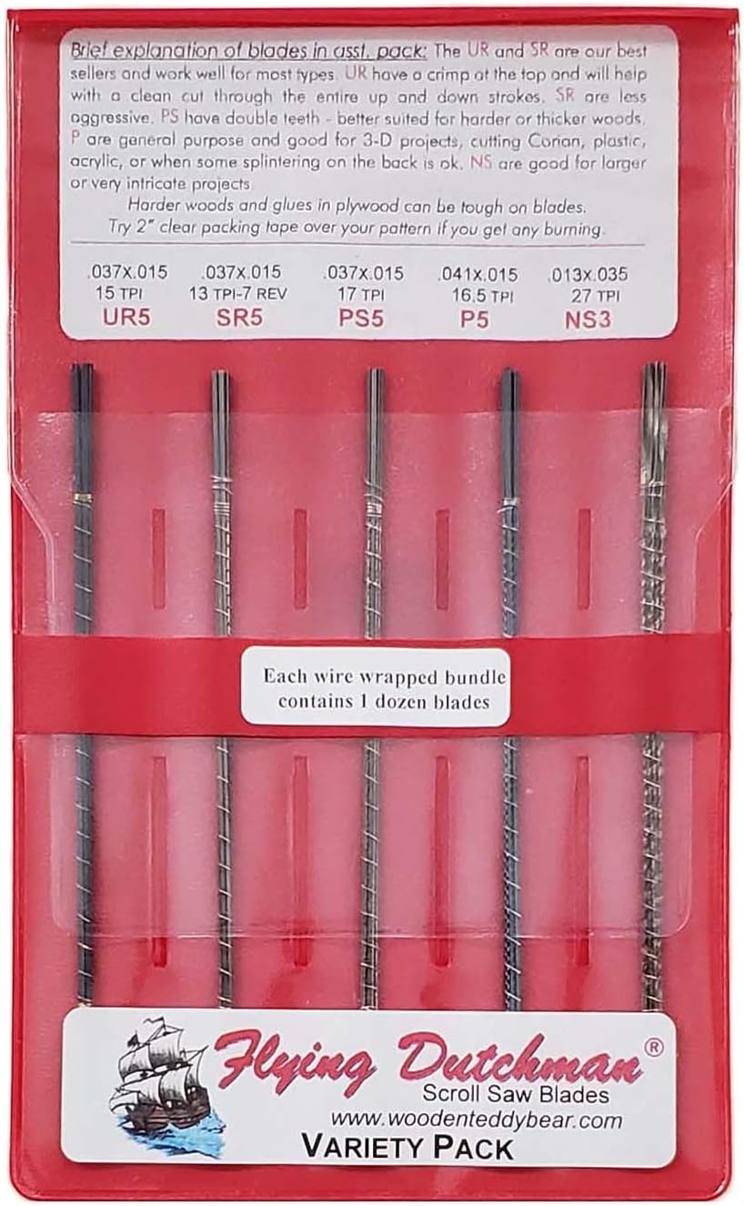 Flying Dutchman Five Dozen Pinless Scroll Saw Blade Variety Pack