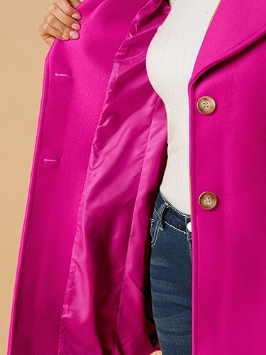 Vista 6 de Allegra K Chaquetón para Mujer 2025 Invierno Cuello Chal Cruzado con Cinturón Anudado Sencillo Abrigos Largos