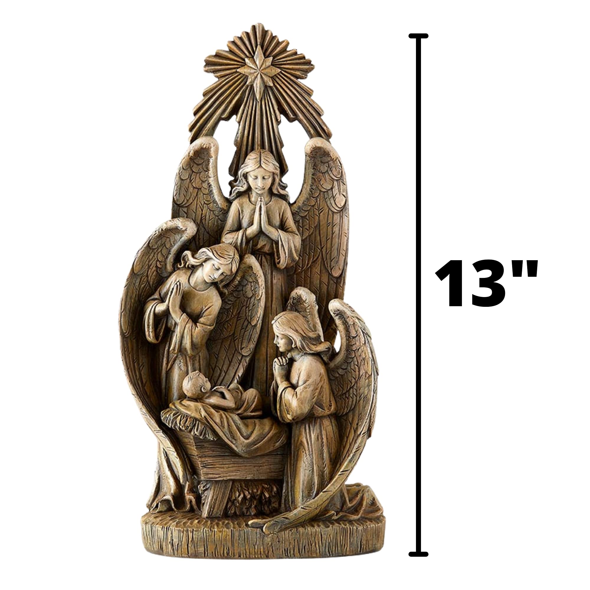 天使と聖家族のレジン彫刻 キリストオブジェ