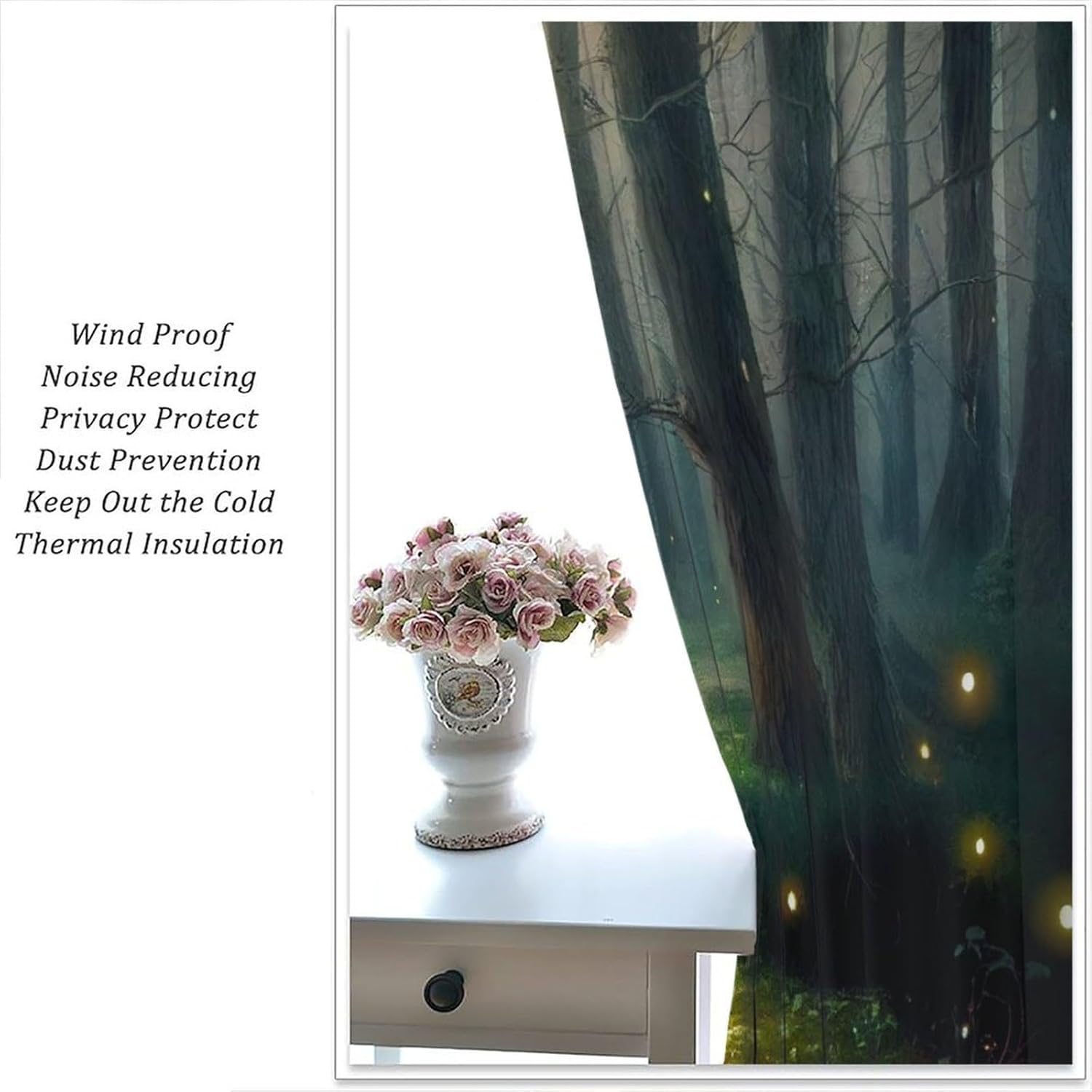 Fantasy Nature Forest Curtain Gothic Gate Fantasy Forest Theme Magic Dreamland Fairy Landscape Pattern Blackout Window Drapes for Bedroom Living Room Kitchen Cafe Decor （W21xL45 Inch） x2 Panels