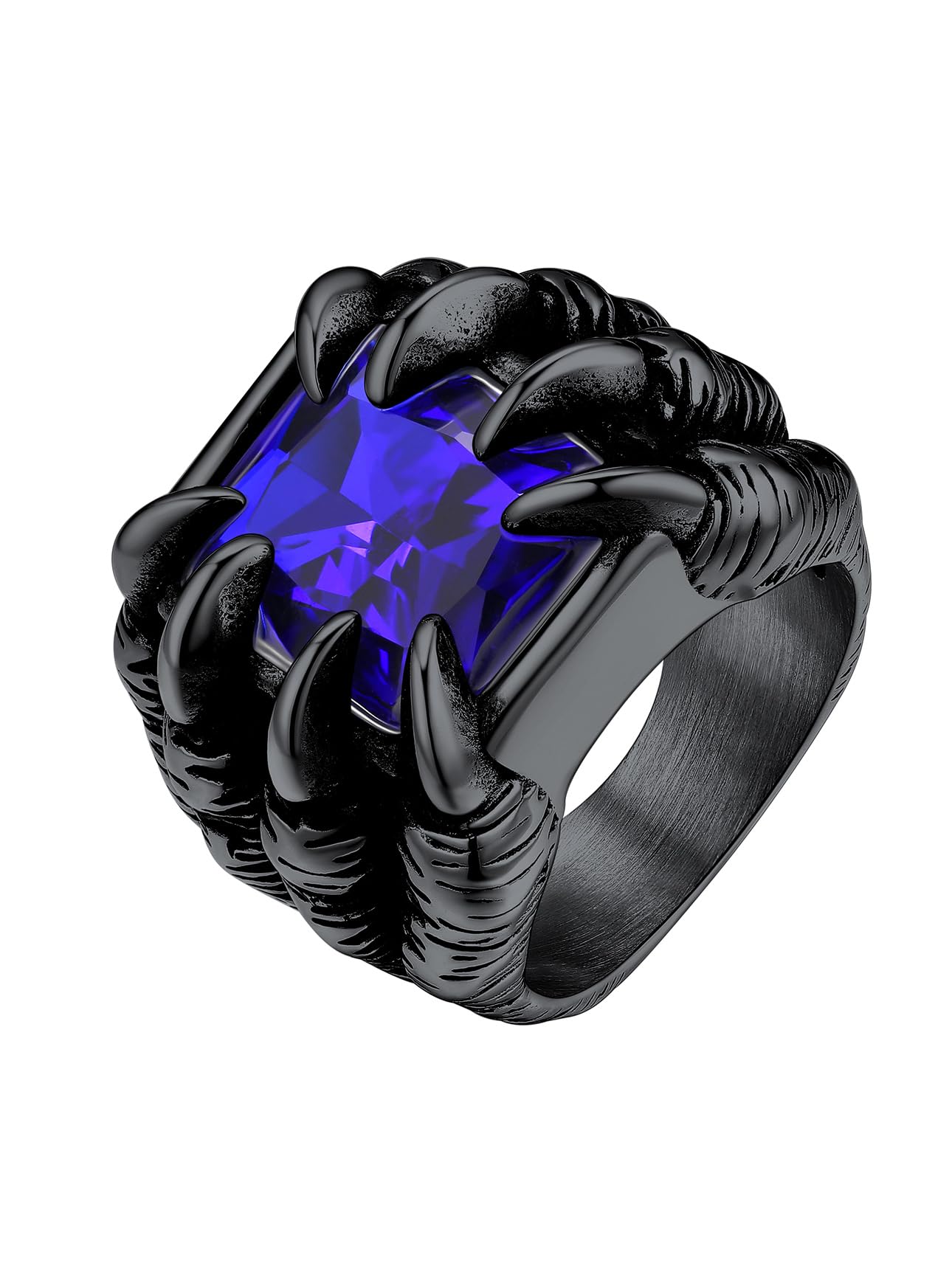 Bestyle Chunky Gothic Dragon Signet Ring with Synthetic Gemstone, Trendy Vintage Men's Thumb Finger Pinky Ring, Gift for Him, Size 7-14