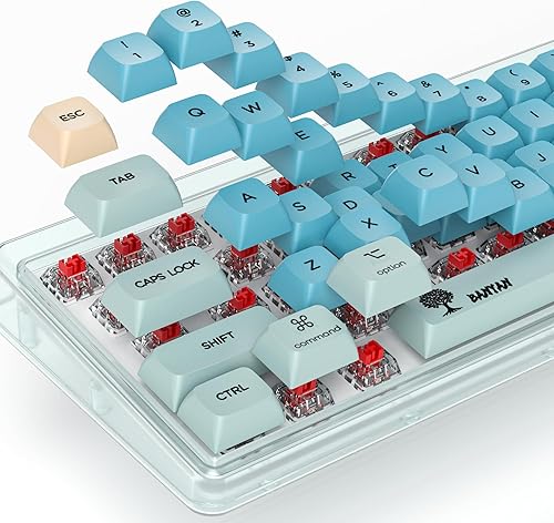 Miniatura 10 de CJXSP PBT 61 teclas 60 por ciento, teclas de juego de teclas retroiluminadas de perfil OEM para teclado mecánico 60% Cherry MX, solo teclas (negro