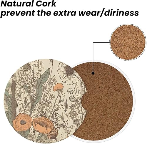 Miniatura 6 de Posavasos de automóvil para portavasos de automóvil, paquete de 2 unidades, de cerámica absorbente, antideslizante, accesorios universales para el