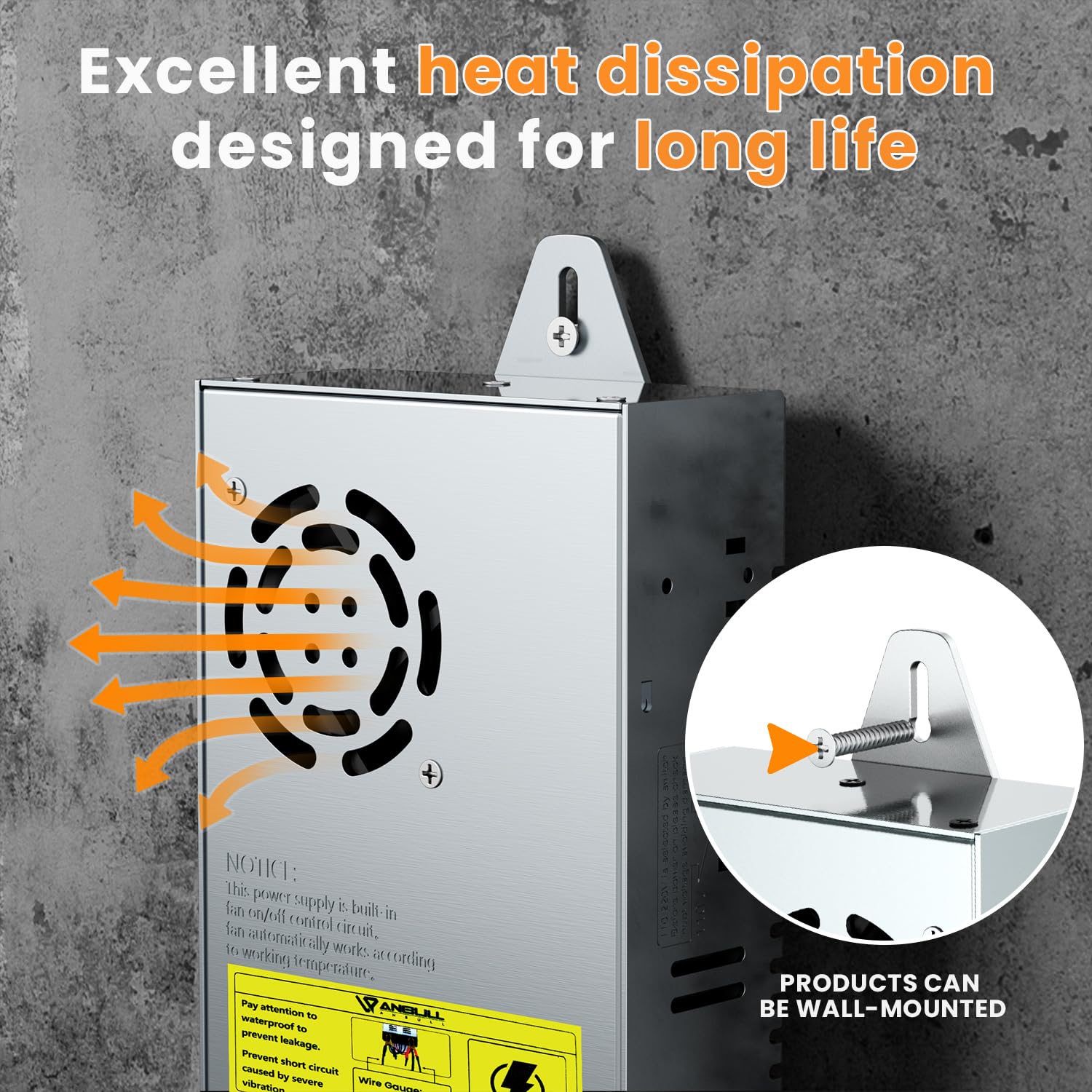 Anbull New Version 110V AC to 12V DC Converter, with ON/Off Switch,Pure Copper Terminals 12V DC Adapter Transformer, Max 50A 600W Power Supply,Upgraded Circuit Board