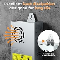 Vista 5 de Anbull Nueva versión 110V AC a 12V DC Convertidor, con interruptor de encendido/apagado,Terminales de cobre puro Transformador adaptador de 12V CC