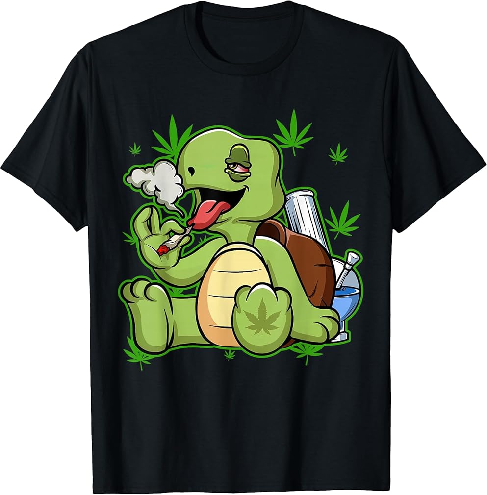 Funny Turtle Smoking Weed Cannabis Marijuana T-Shirt