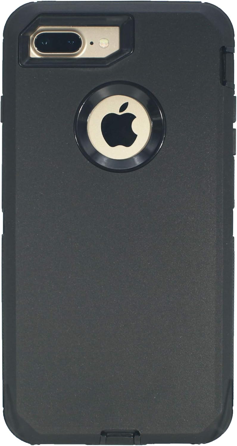 Hand-e Muscle Series Belt Clip Case for Apple iPhone 7 Plus/iPhone 8 Plus (5.5”) 2-in-1 Protective Defender w Screen Protector & Holster & Kickstand/Shock & Drop & Dust Proof - Black/Black