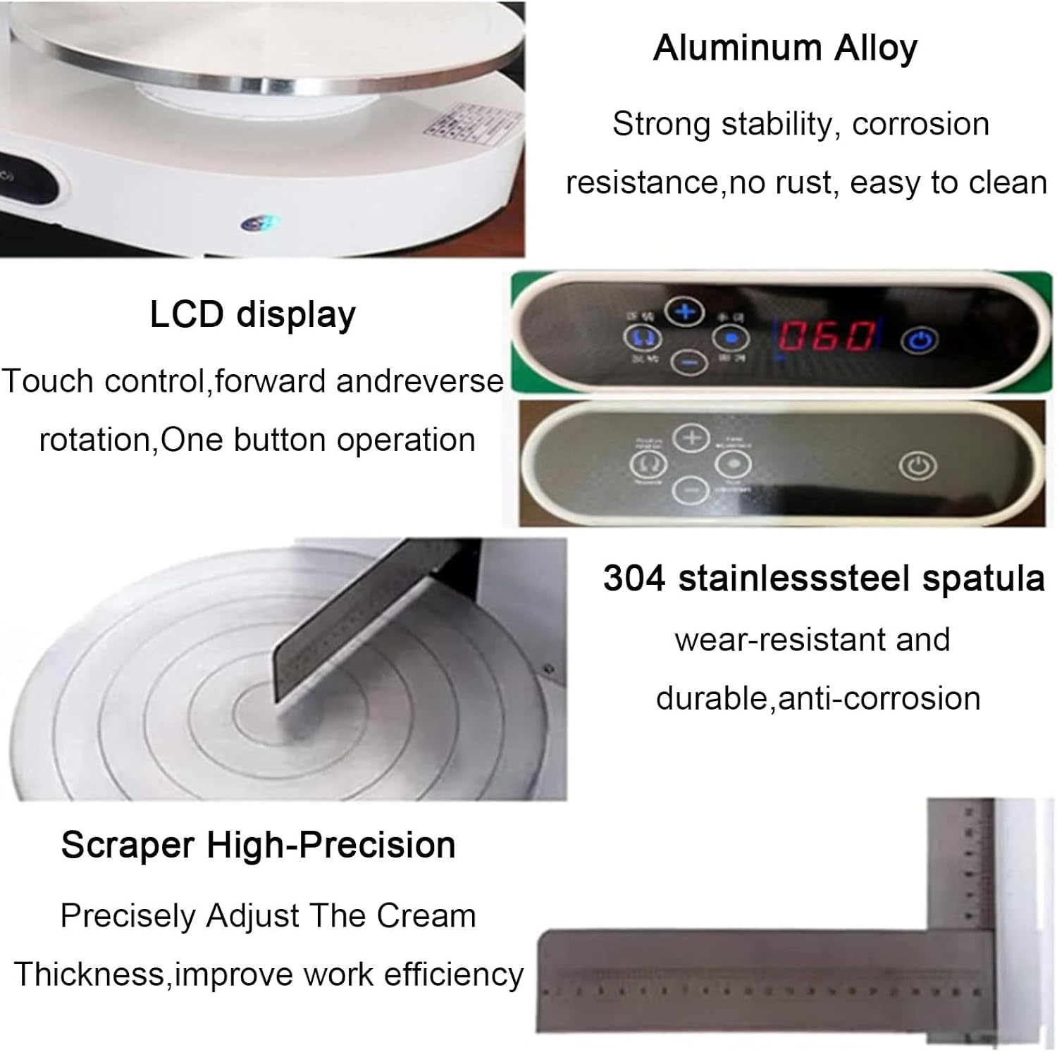 Baking Birthday Cake Tools Automatic Cake Frosting Machine, 4-12 Inch Cream Decoration Spreader Smoothing Machine, Suitable for Dessert Shop, Coffee Shop (White)