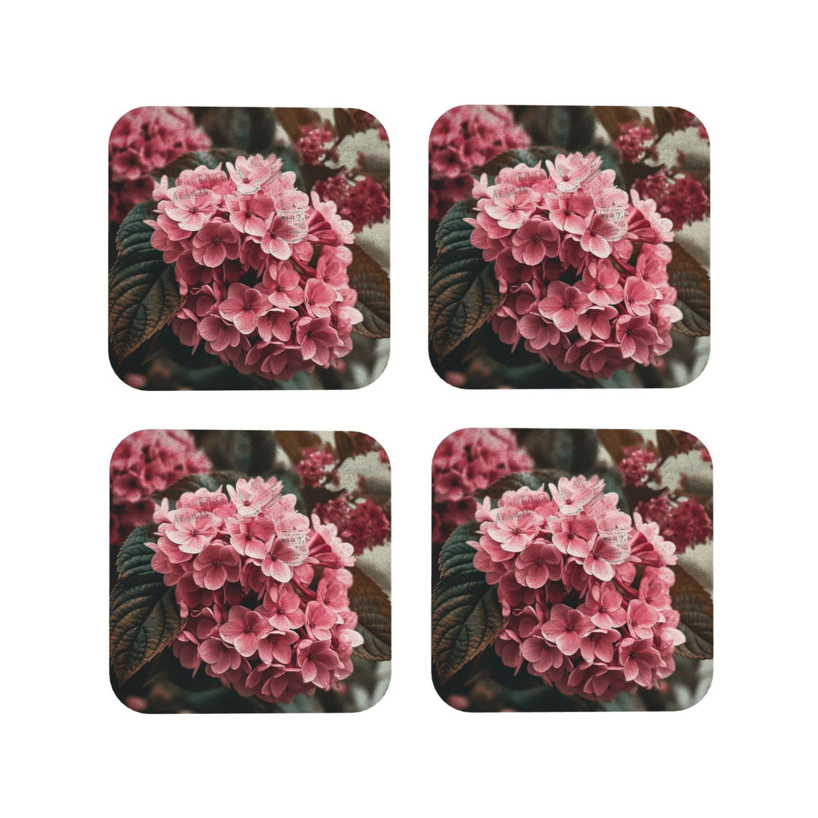 4pcs Drink Coasters for Tabletop Protection, 4" Leather Coasters for Drinks, Flowers Cup Coasters for Coffee Table Decor, Non-Slip Drinking Cup Mat for Hot Or Cold Drink
