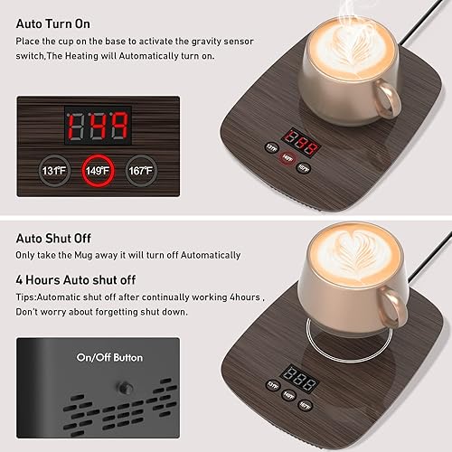 Miniatura 2 de Calentador de taza, calentador de café para escritorio, calentador eléctrico de tazas con tres ajustes de temperatura, placa caliente de café para