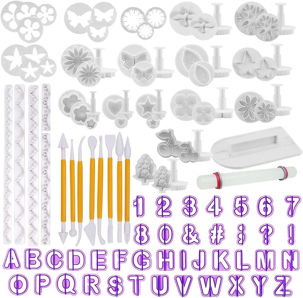 Fondant Tools OFNMY 108pcs Fondant Cutter Cake Decorating Kit Cake Baking Tools Sugarcraft Icing Decoration Kit Flower Modelling Fondant Tools