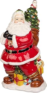 Spode Christmas Tree Collection - Figural Santa Cookie Jar | Christmas Cookie Jars - Fine Dolomite | Candy Jars for Kitchen Counter with Lid | Christmas Cookie Containers - 12