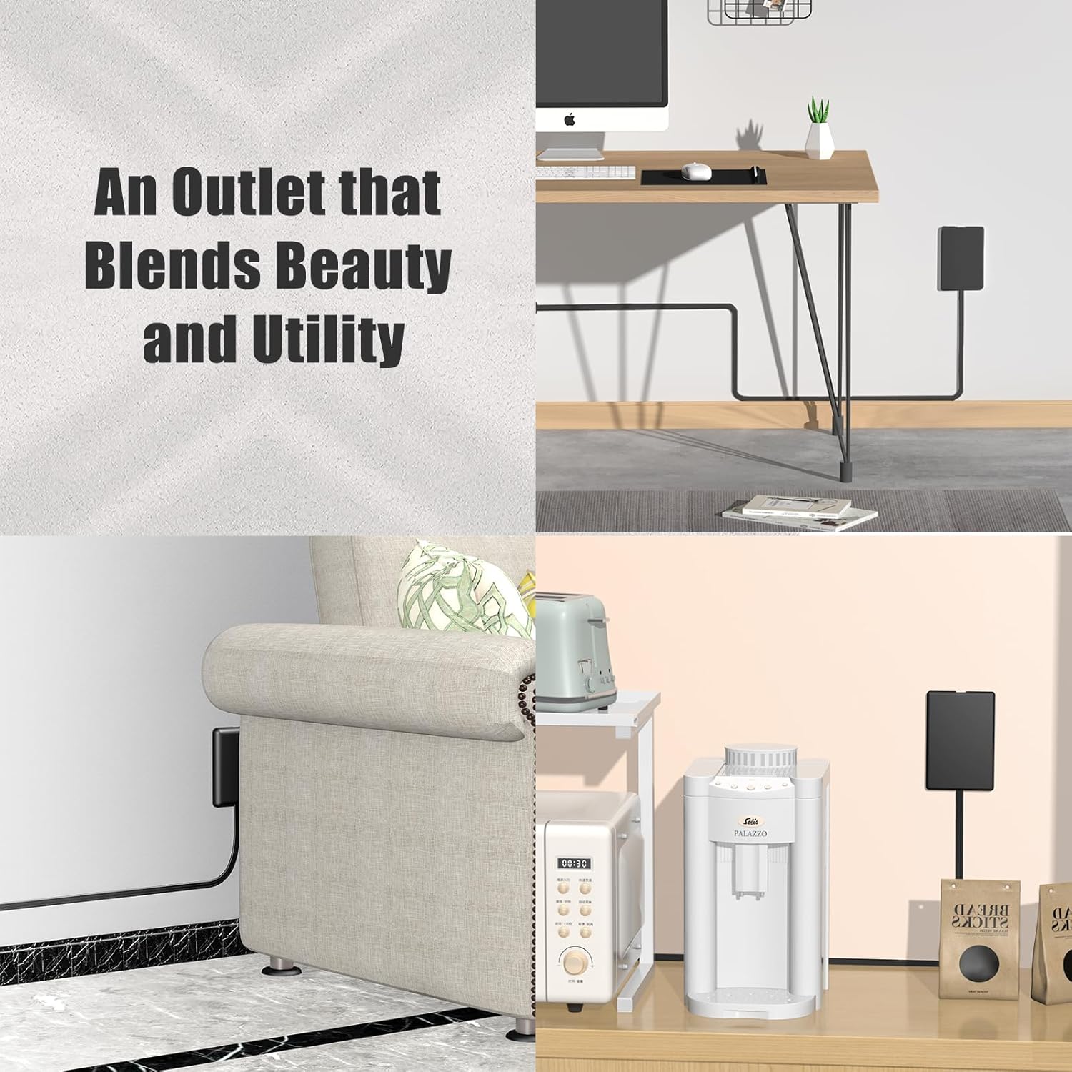 Hide Outlets! Ultra-Flat Power Strip 3FT 8 71sPdcOK bL. AC SL1500