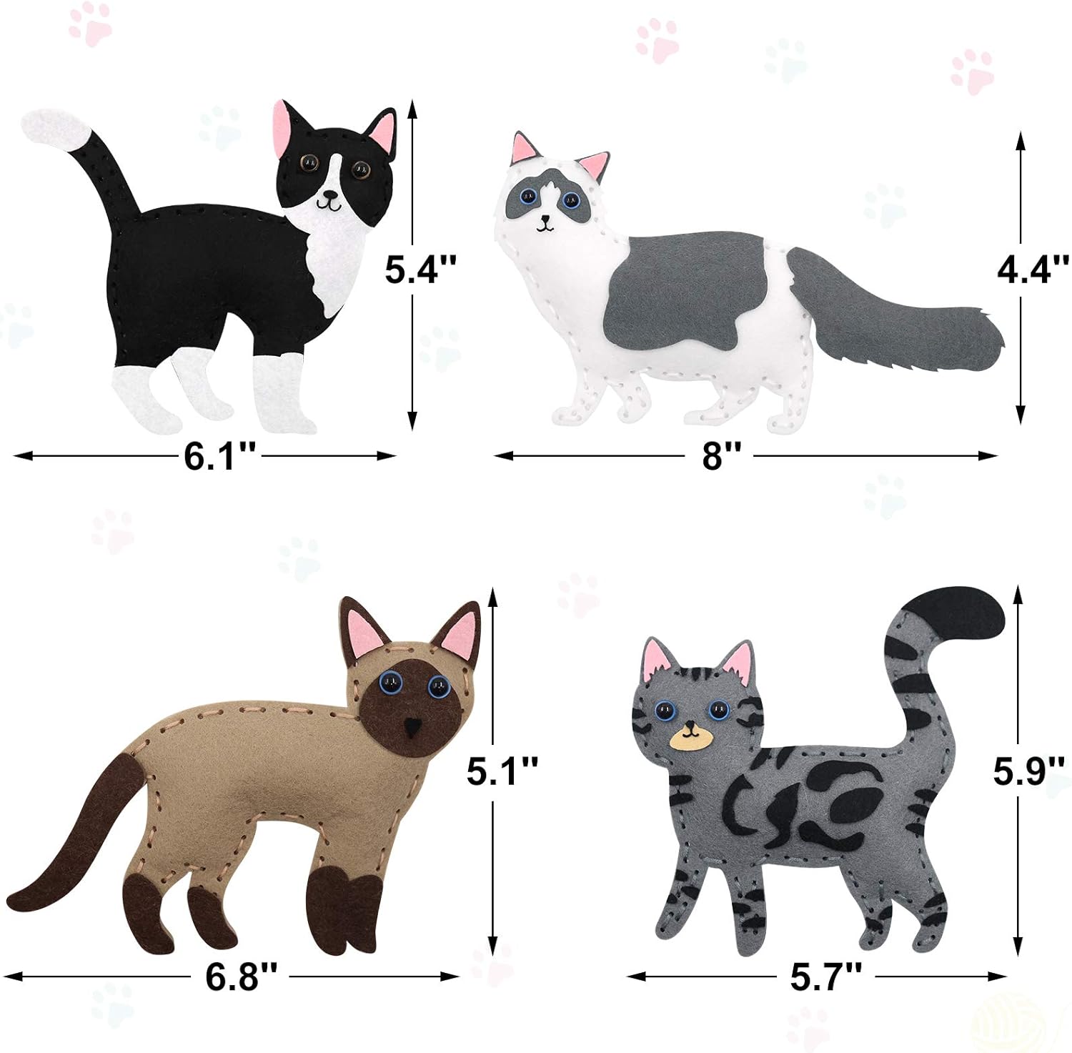 CiyvoLyeen Kitten Craft Kit Kids DIY Crafting and Sewing Set Kitty Cat Stuffed Animal Felt Plushies for Girls and Boys Educational Beginners Sewing Gift Ideas : Toys & Games