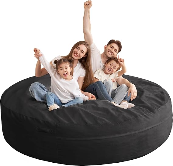 HABUTWAY XX-Large Bean Bag Chair: Giant 7' Memory Foam Furniture Bean Bag Chairs for Adults with Microfiber Cover 7Ft (Black)