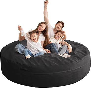 HABUTWAY XX-Large Bean Bag Chair: Giant 7' Memory Foam Furniture Bean Bag Chairs for Adults with Microfiber Cover 7Ft (Black)
