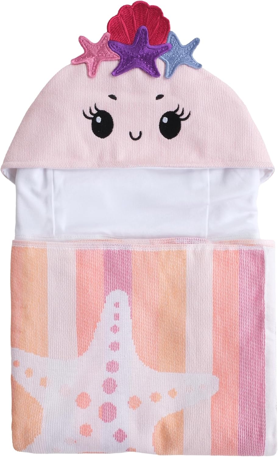 SOFE H&L | Poncho Beach Foutah Hooded Towel for Kids Mermaid | 100% Turkish Cotton, Quick Dry, Lightweight | Organic Toddler Towels for Pool and Beach | Ages 3-10