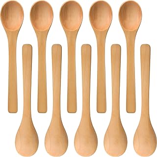 Boao 30 Pieces Small Wooden Spoons, 5.12'' L Mini Soup Spoons Wooden Honey Teaspoon Bulk for Coffee Tea Jars Sugar Seasoning Oil Kitchen Supplies(Light Brown)