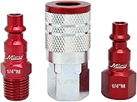 Vista 1 de Milton "ColorFit by Milton Kit de acoplador y enchufe (estilo M, rojo) - 1/4 pulgadas NPT (3 piezas)" (S-303MKIT)