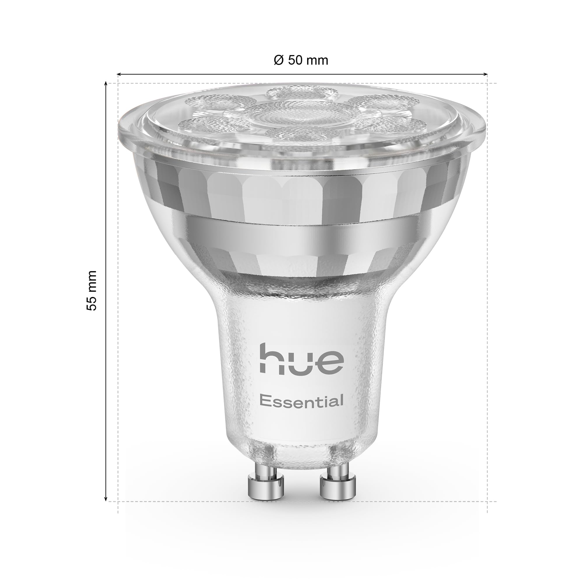 Philips Hue Essential Starter-Set: Bridge + 3 Essential GU10 Smart Leuchtmittel + Smart Button, White und Color Ambiance LED Licht, 2200-6500K, dimmbare LED Lampen, steuerbar mit Sprachassistenten
