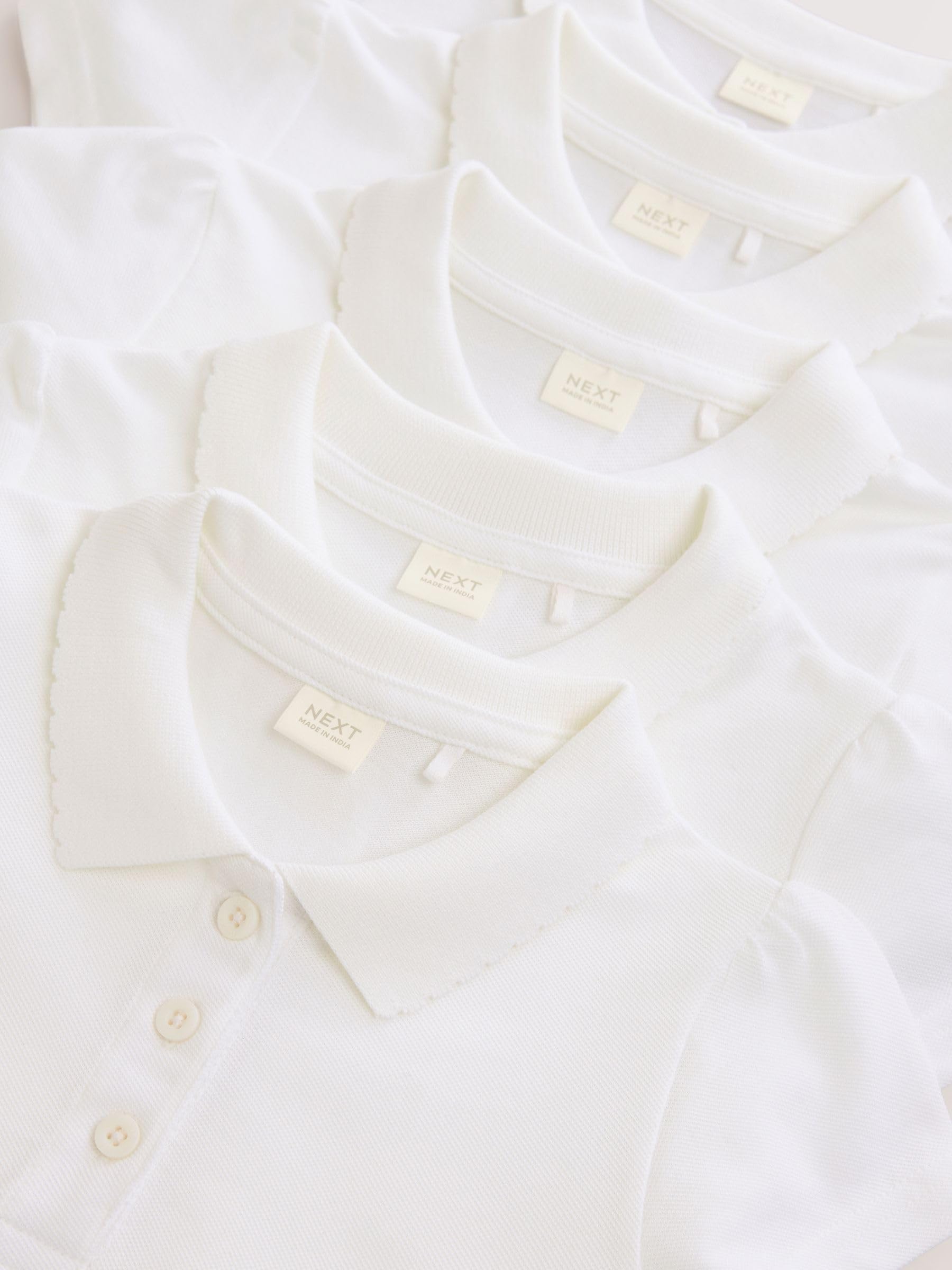 NEXT Ragazza Confezione da 5 Polo a Maniche Corte in 100% Cotone - Slim