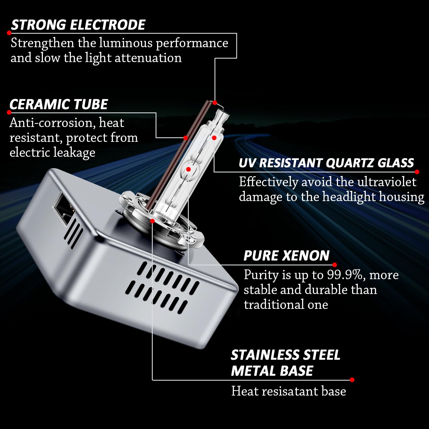 TECTICO D5S Xenón Bombilla 12V 25W HID Faro 4300K Blanca Cálida, Ultra Brillante, Luces Altas y Bajas, Reemplazo OEM Kit de Conversión (2 Unidades)