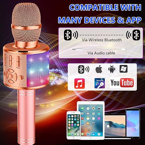 Miniatura 30 de Amazmic - Micrófono de karaoke para niñas, juguete con luces para niñas pequeñas, regalo de cumpleaños para niñas y niños de 3 a 8 años, color lila