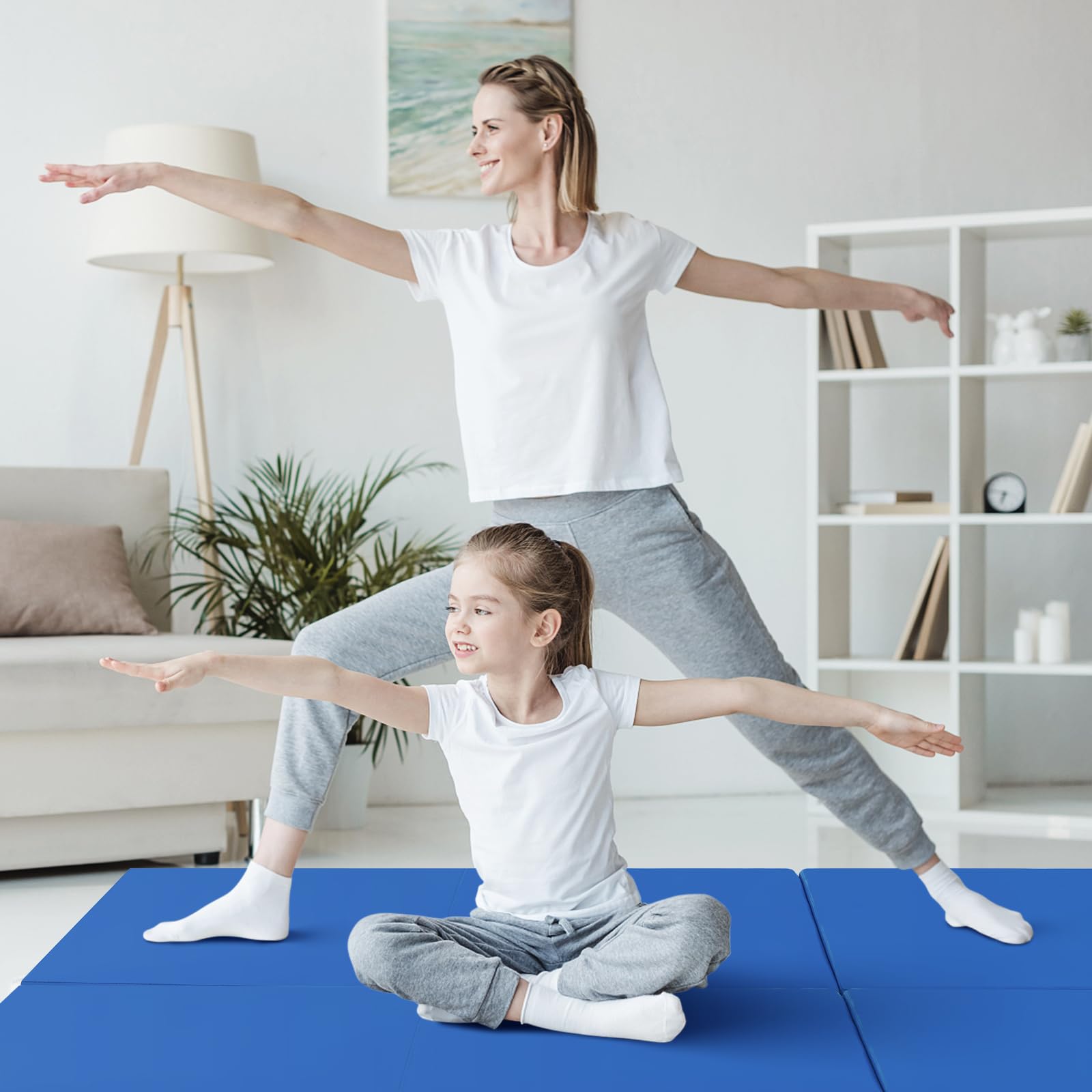COSTWAY Tapis de Gymnastique Pliable Epais, Matelas d'Entrainement en Mousse et PU avec Poignées, pour Gymnastes Entraînements Sportifs Yoga, 180x60x5CM
