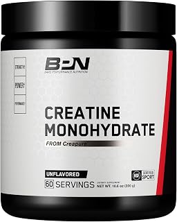 BARE PERFORMANCE NUTRITION, BPN Pure Creatine Monohydrate Powder by Creapure, 5g of Creatine per Serving, Supports Muscle Growth, Unflavored Creatine Powder, 60 Servings