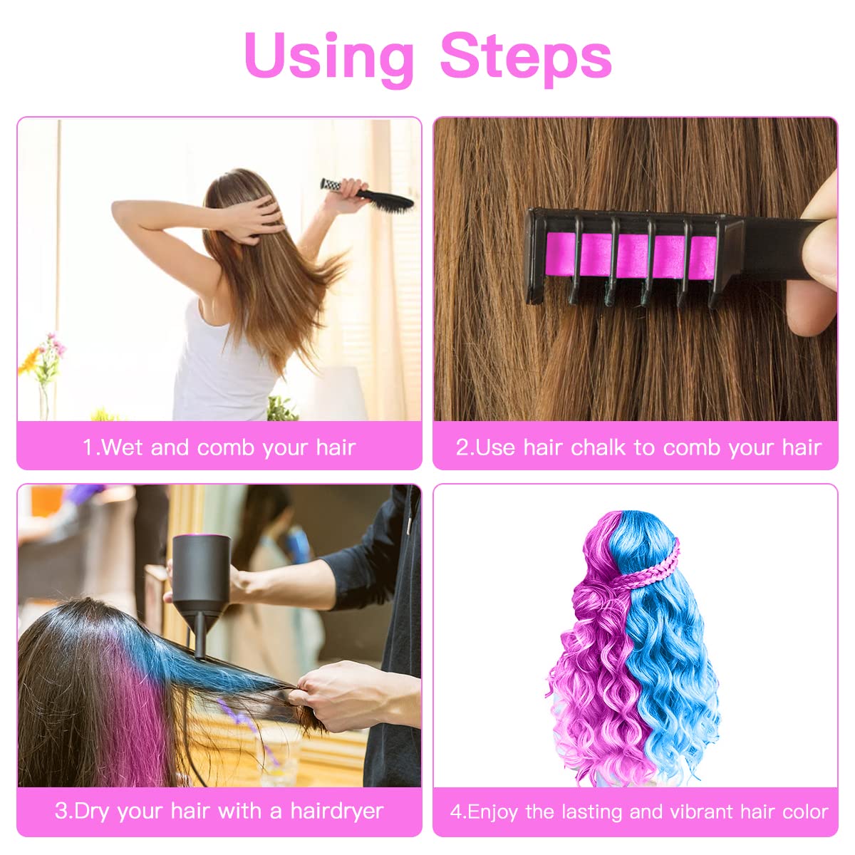 Buy MSDADA Hair Chalk for GirlsNew Hair Chalk Comb Temporary Bright