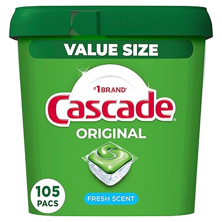 Cascade Fresh Scent Dishwashing Detergent Action Pac's, 105 Count
