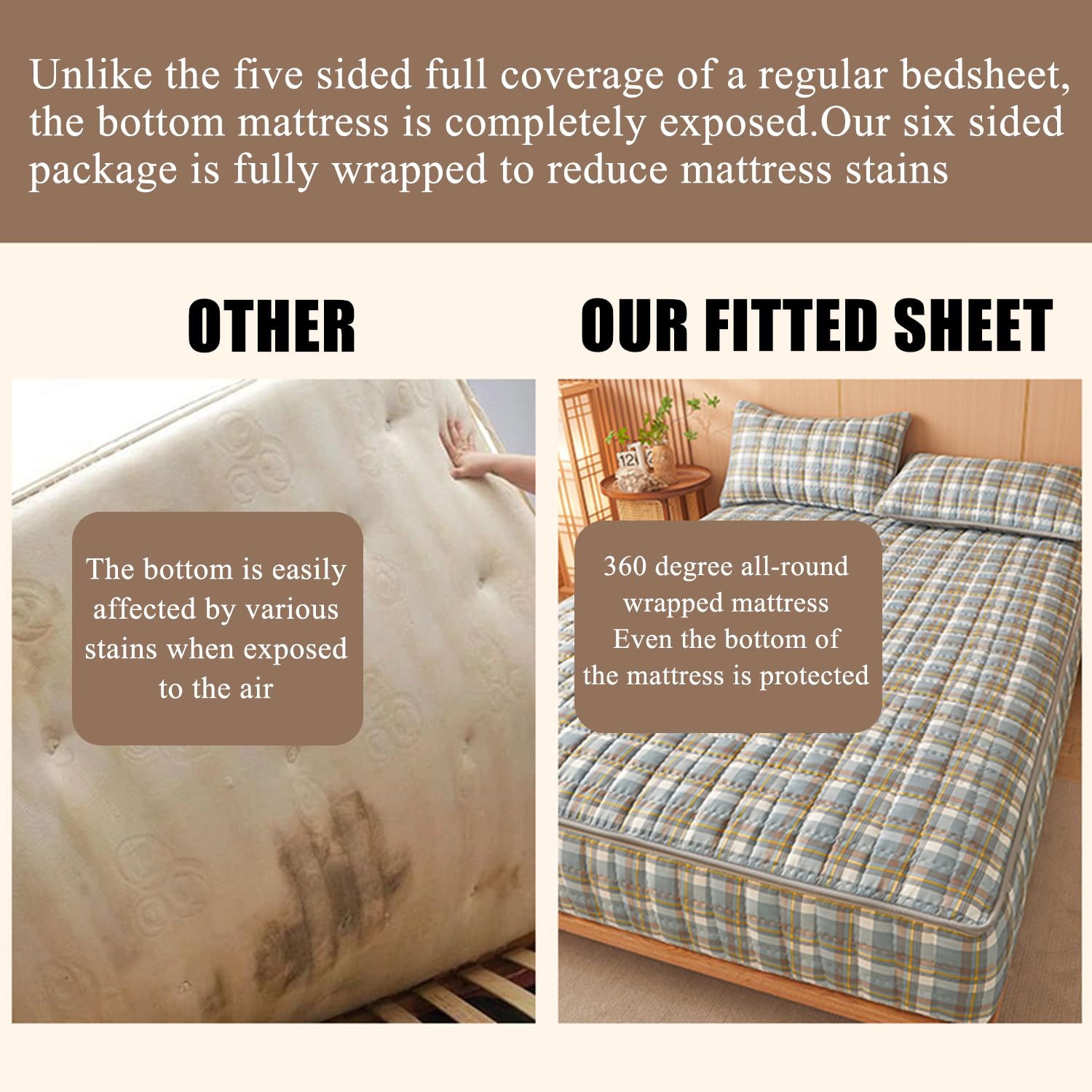 E,180x220+20cm, Housse De Protection pour Matelas Zippé Personnalisable Entièrement Enveloppé Housse De Matelas Housses De Matelas Confortables Housse De Matelas Respirante