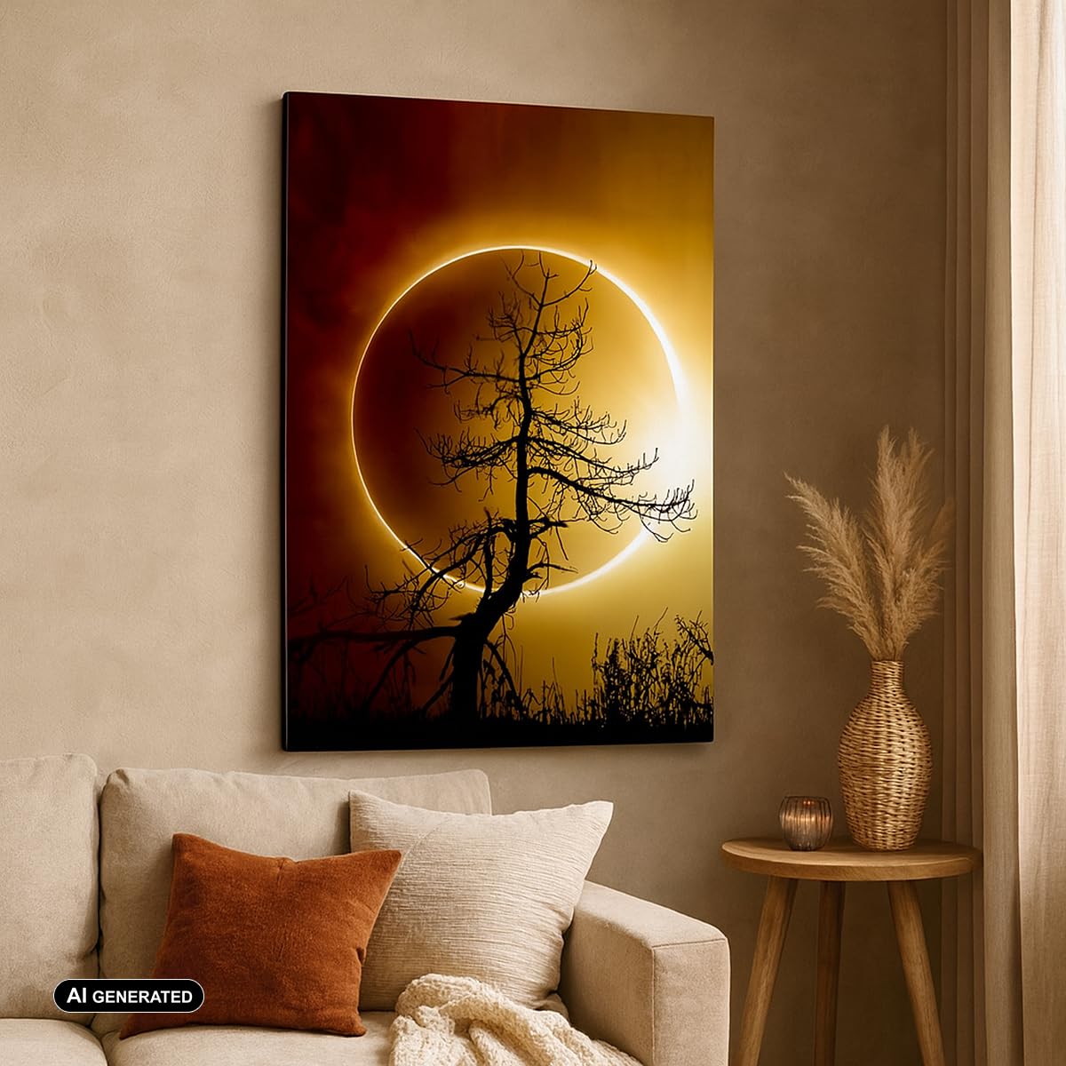 ARTTOR Stampe da Parete Moderne Verticali 70x100 cm Spazio Paesaggi - 4349 | Eclissi Sole Albero Quadro Decorativo Grande Soggiorno Camera da Letto Decorazione da Parete Arte da Parete ARTTOR