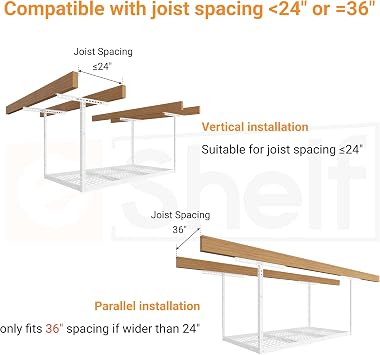 3x6ft Overhead Ceiling Garage Storage Rack, 450LBS Capacity, White