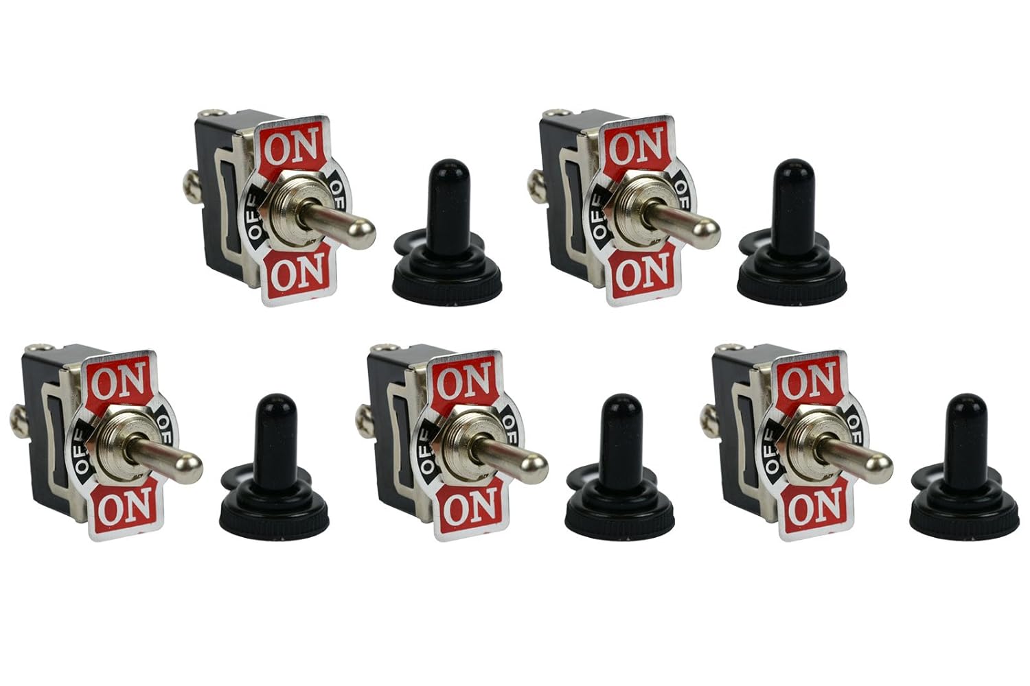 5 pc 20A 125V Toggle Switch (ON)-Off-(ON) SPDT 3 Terminal Momentary 2 Side+Boot