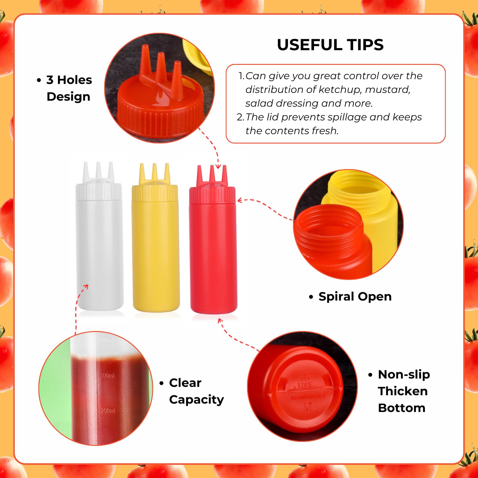 Bottiglie Spremi Condimenti 3 Pezzi: Ketchup, Senape E Salsa In Ordine Perfetto - 2