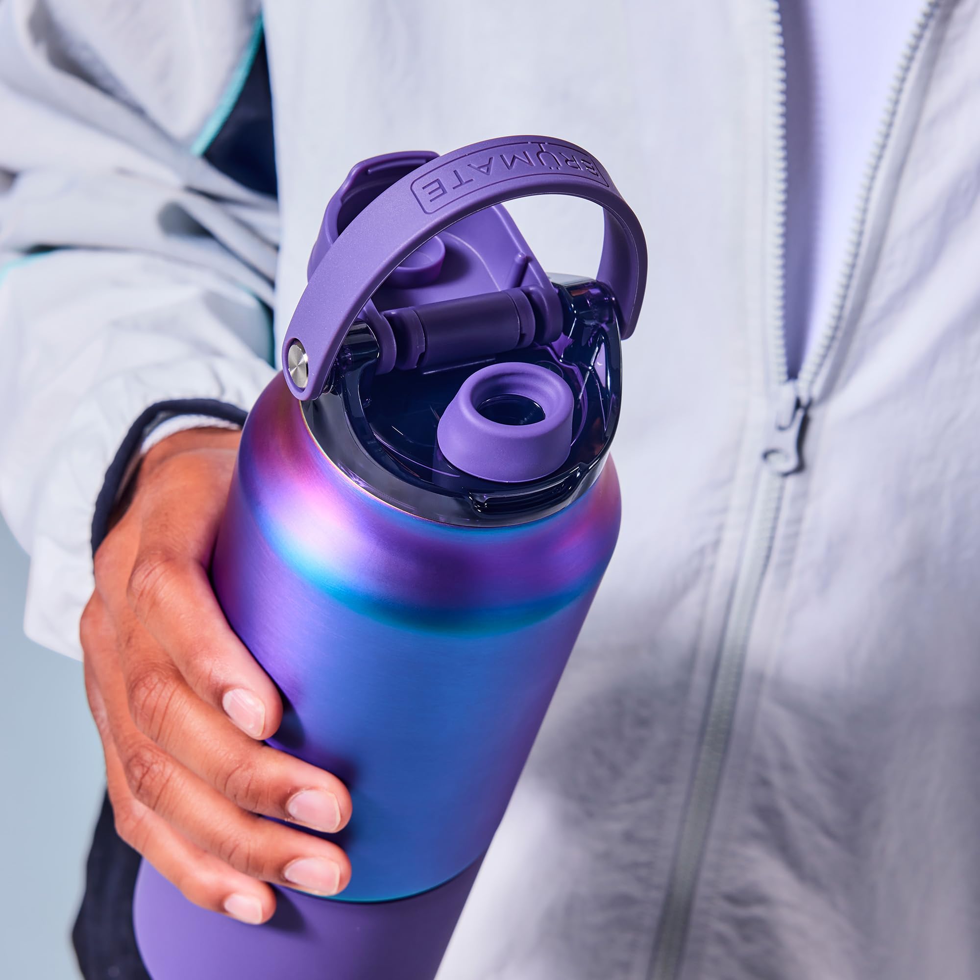 BrüMate Rise Wasserflasche mit 100% auslaufsicherem Silikon-Trinkhalm, isolierte Edelstahl-Wasserflasche, Becherhalterfreundlich, schneller Durchfluss, weicher Trink-Trinktülle aus Silikon, BPA-frei