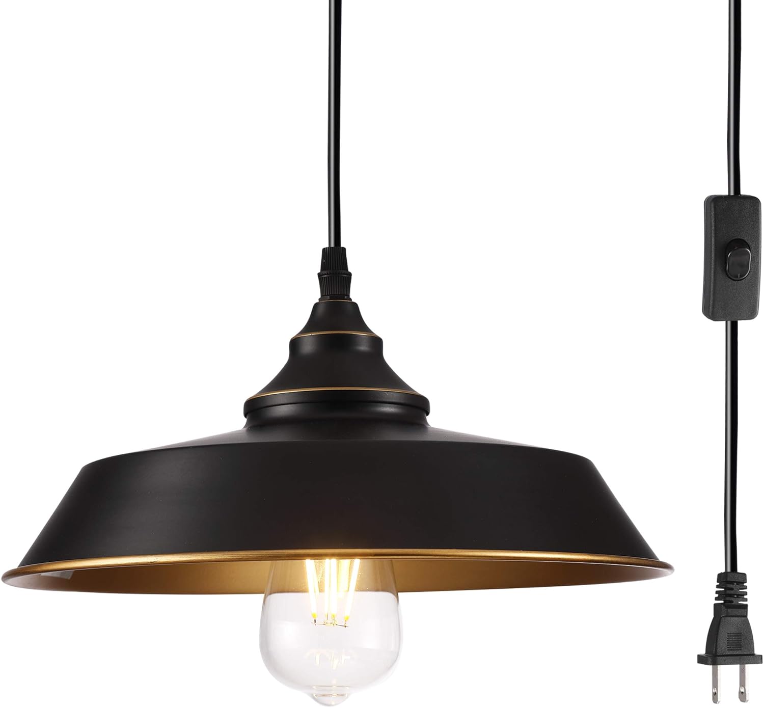 Buy Plug In Pendant Light Black Metal Barn Farmhouse Hanging Lighting With Plug In Cord Industrial Vintage Plug In Hanging Pendant Lighting Fixtures For Kitchen Island Living Dining Room Bathroom Bedroom