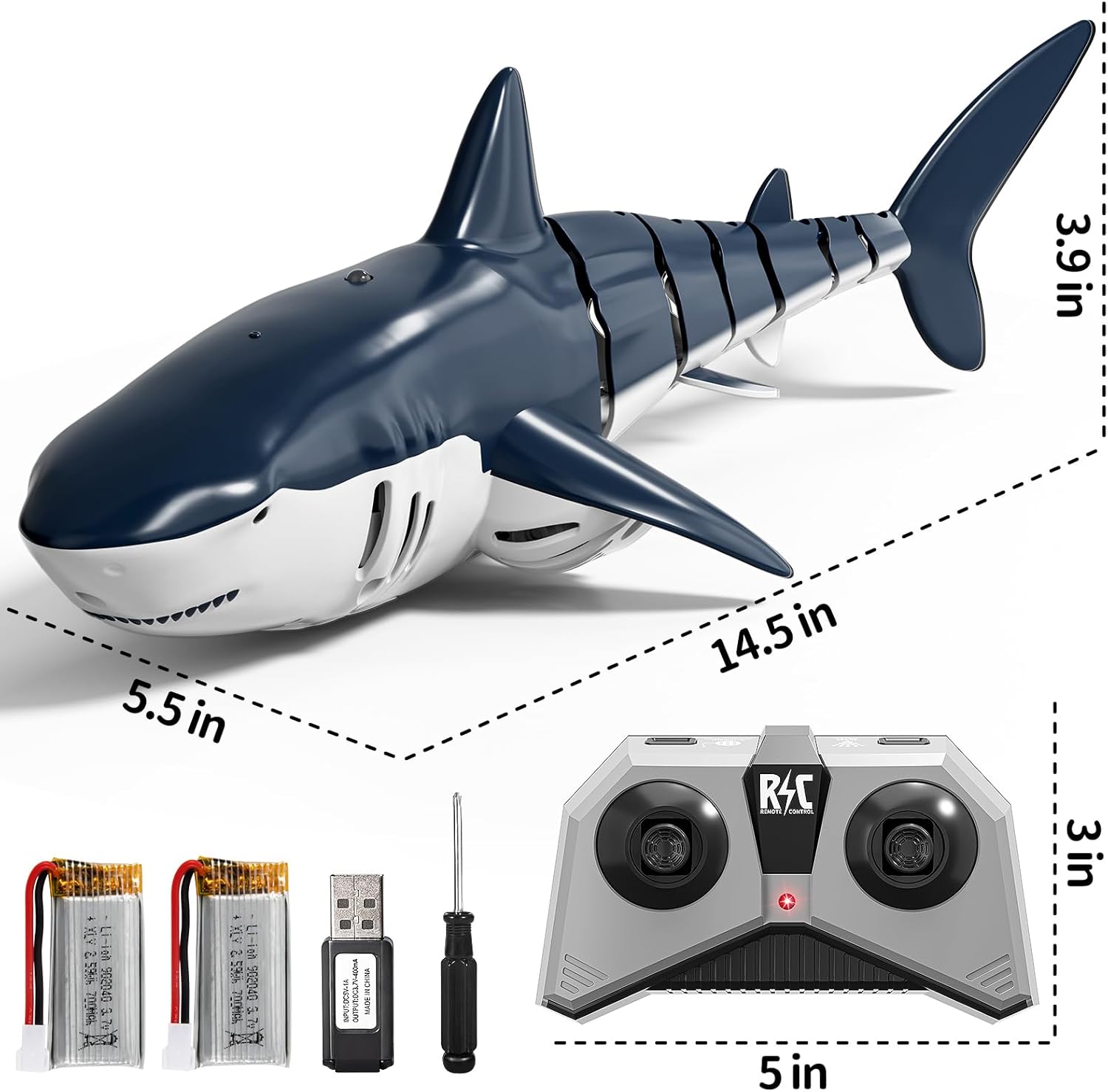 NIPLOOOW 2.4GHz Remote Control Shark Toys for Boys,1:18 Scale High Simulation Shark Toys with Light & Spray, RC Sharks for Pools & Lakes, Toy Shark Boat Gift for 4 5 6 7 8 9 Year Old Kids Boys Girls