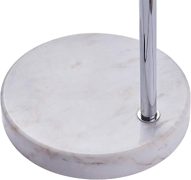 VERSANORA Teamson Home Modern Arc Curved LED Standing Floor Lamp 67 inch Tall Standing Hanging Light, Chrome Finished Shade White Marble Base for Living Room