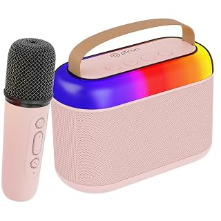 pTron Newly Launched Fusion Joy 20W Bluetooth Speaker with Wireless Karaoke Mic, 6Hrs Playtime, Vivid RGB Lights, Voice Effects, Multi-Play Modes BT5.3/TF Card & Type-C Charging Port (Light Pink)