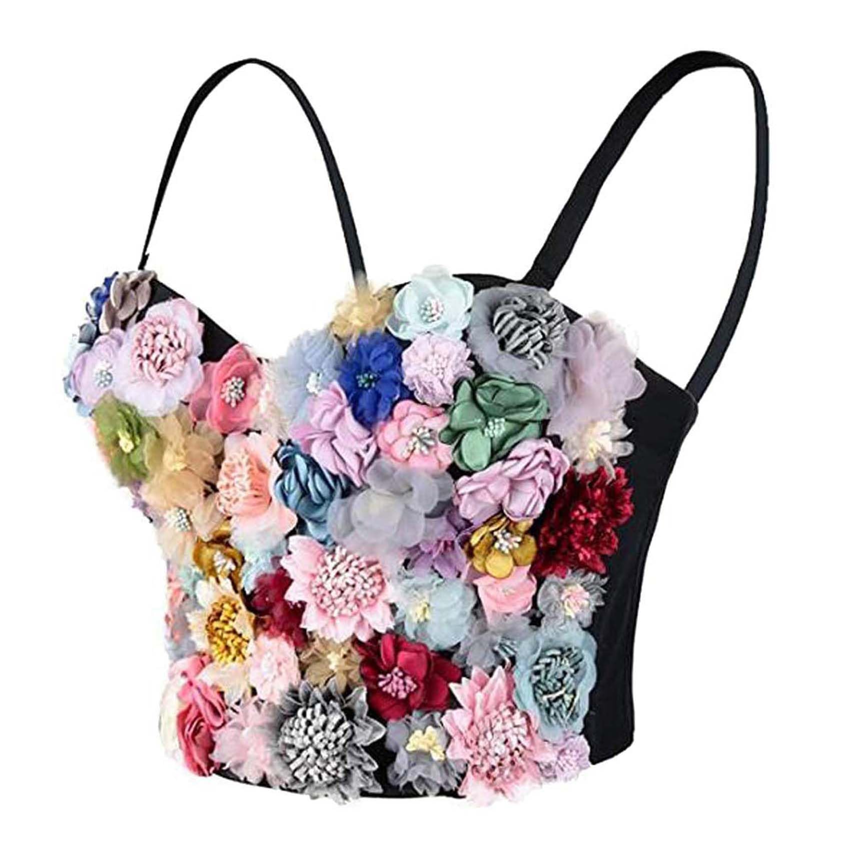 Women's Sequin Beads Bustier Crop Top Club Party Corset Top with Detachable Strap Corsage Schlanke Weste
