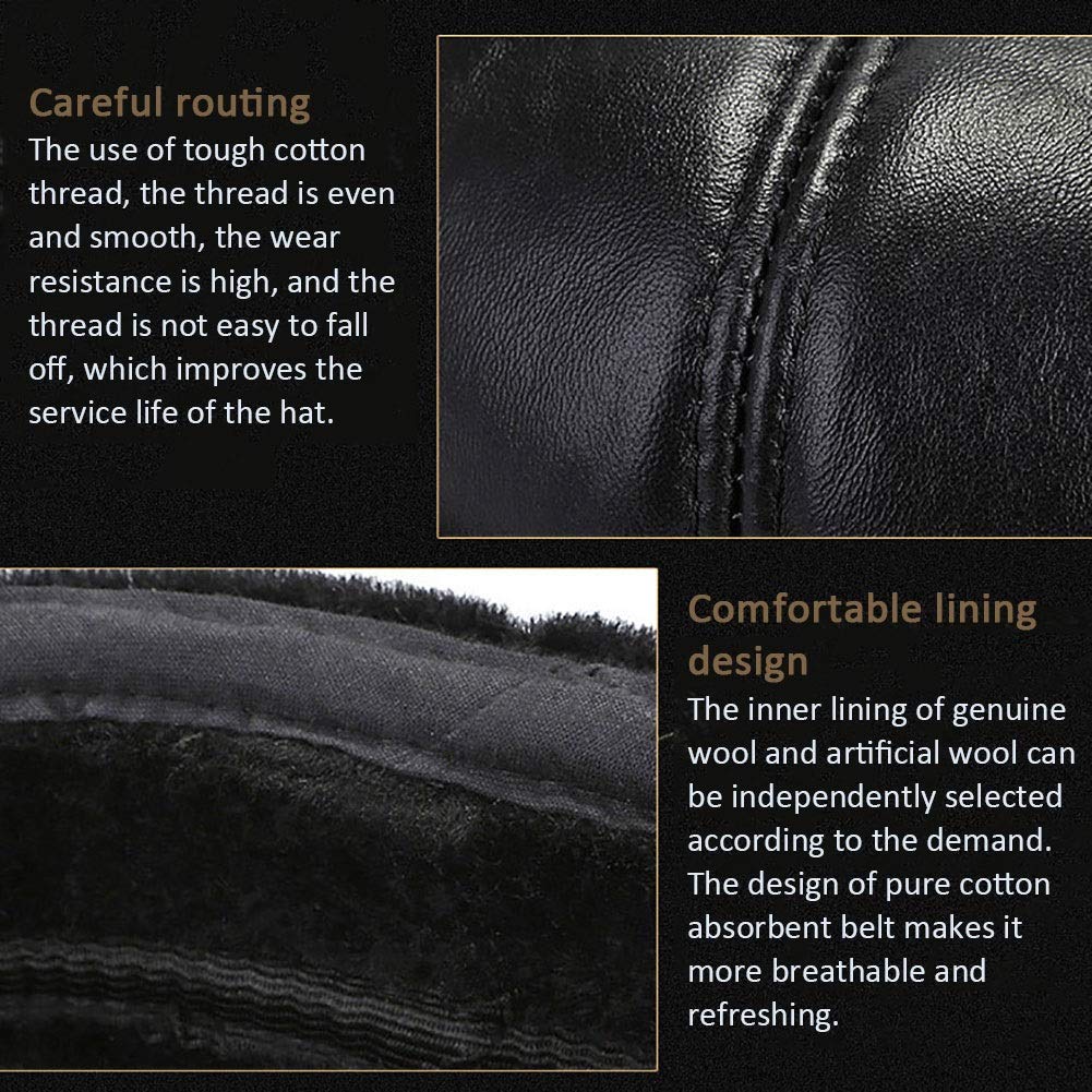 G&F The Elderly Leather Lei Feng czapka z daszkiem ze skóry bydlęcej podwójna klamra z ochroną uszu zima