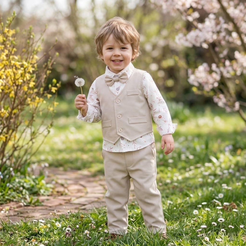Volunboy Baby Boy Suit Toddler Formal Outfit Kids 3 Piece Vest Gentleman Clothes Long Sleeve Shirt and Pants Set