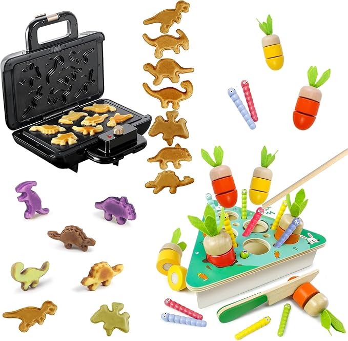 Dinosaur Waffle Maker for Kids and Carrot Harvest Games