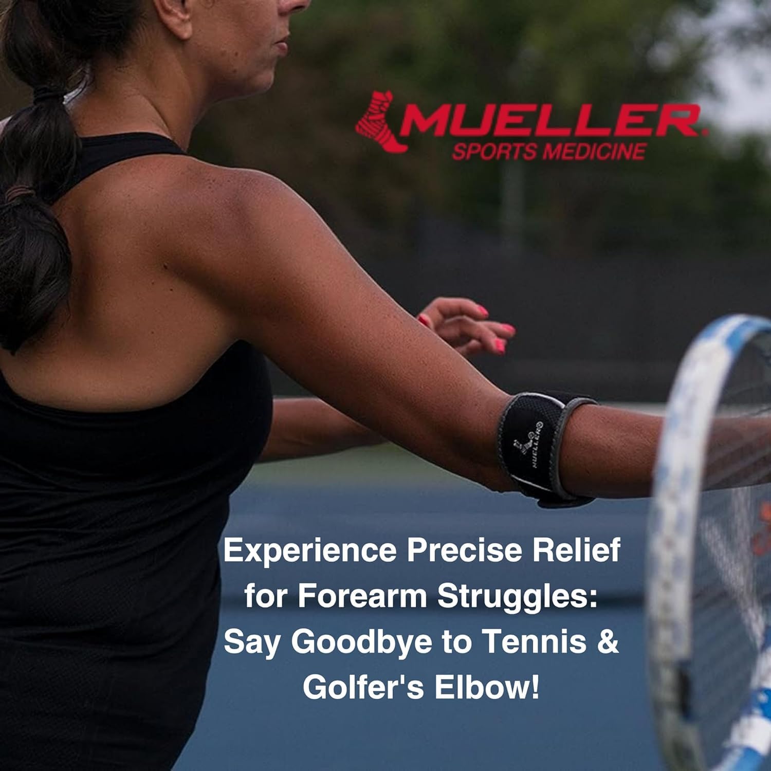 MUELLER Sports Medicine Hg80 Premium Tennis Elbow Support Strap, Elbow Pain Relief Brace For Men and Women, Black, : Health & Household