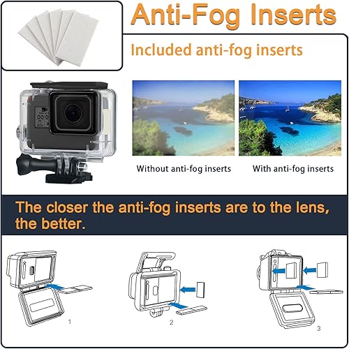 Miniatura 4 de Carcasa impermeable para GoPro Hero 5 6 7 negro, carcasa protectora de buceo subacuático con soporte para Go Pro Hero5 6 Hero7 Black Action Camera